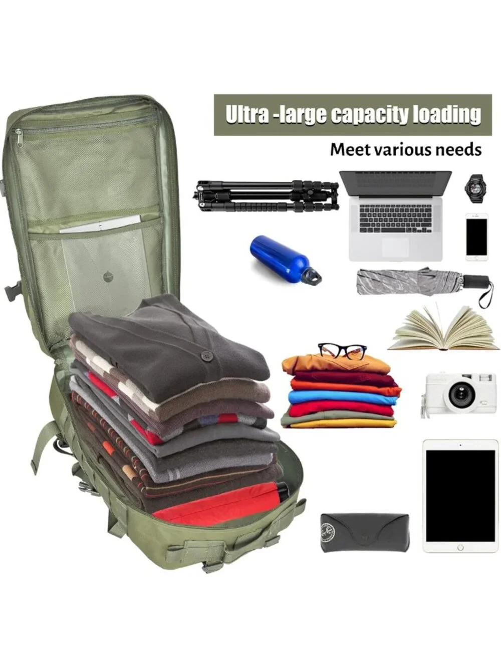 Large 45L Tactical Backpack - 3-Day Assault Pack, Molle Rucksack for Camping